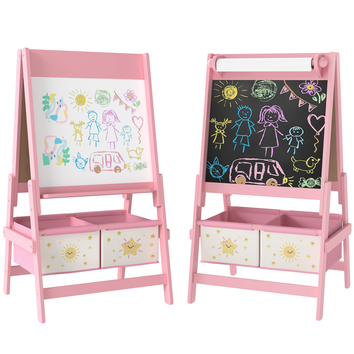 AIYAPLAY Kids Easel, Double-Sided Art Easel with Paper Roll