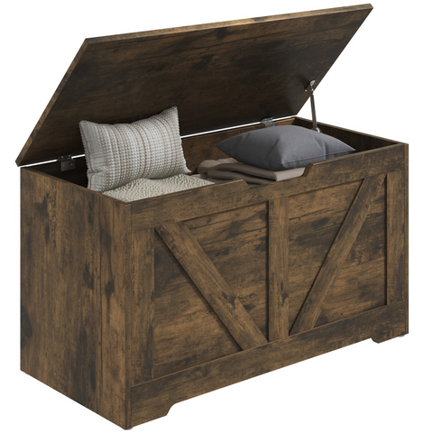 HOMCOM Storage Trunk for Living Room, with Safety Hinges