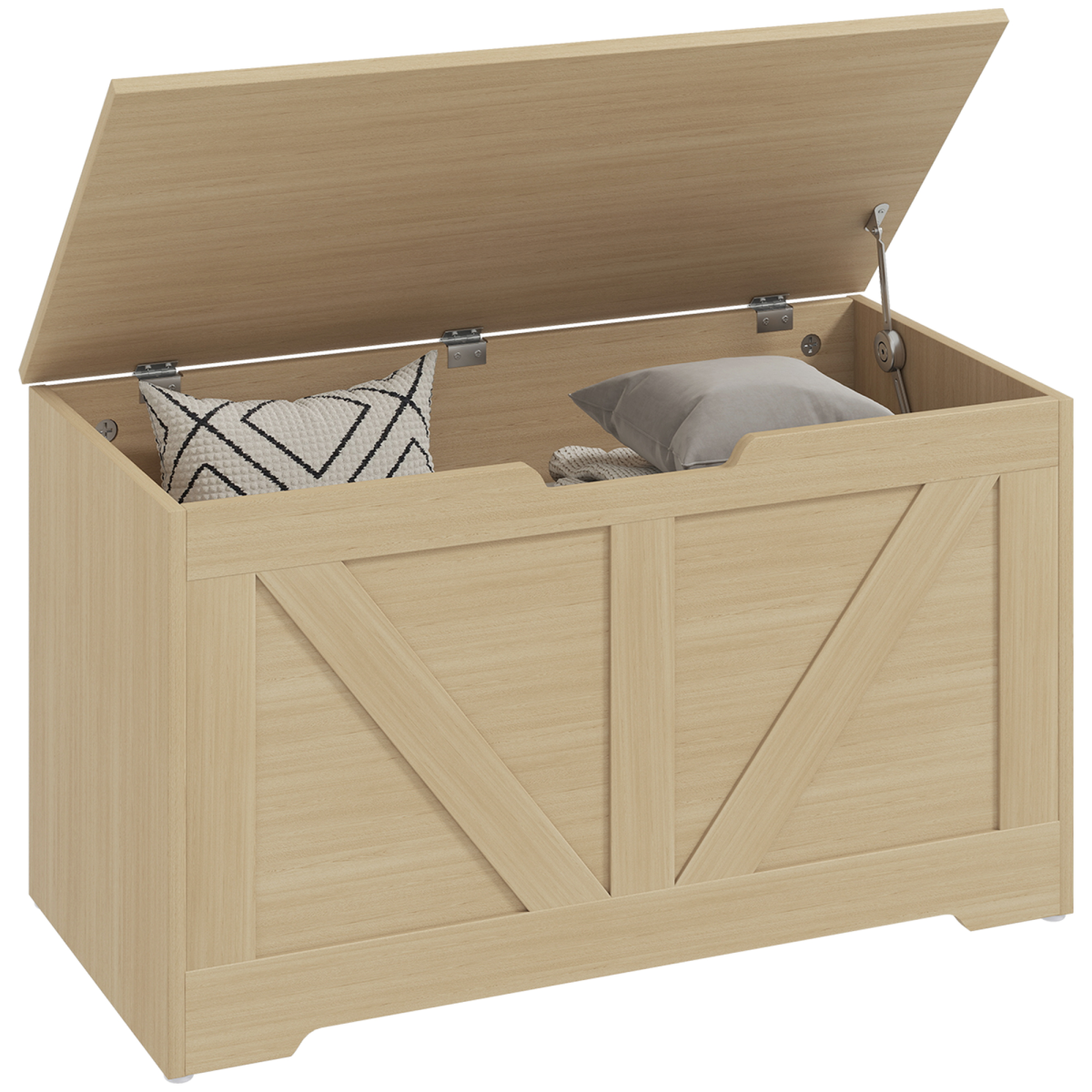 HOMCOM Storage Trunk for Living Room, with Safety Hinges