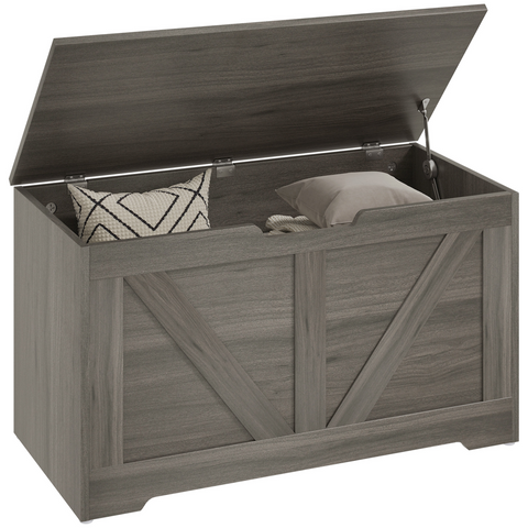 HOMCOM Storage Trunk for Living Room, with Safety Hinges