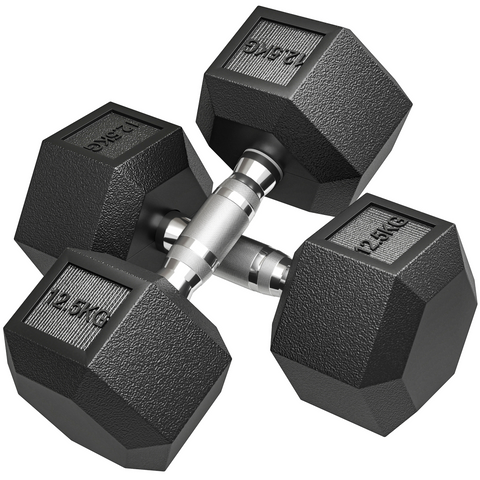 HOMCOM Rubber Hex Dumbbell Portable Hand Weights for Home Gym