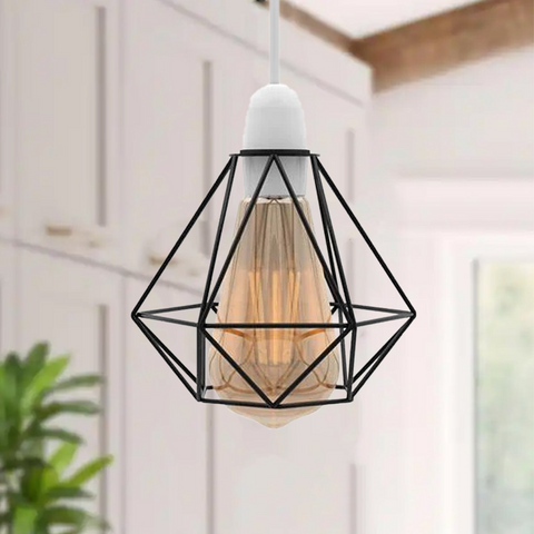 Black Diamond Metal Wire Cage Pendant E27 Ceiling Lampshade ~4768