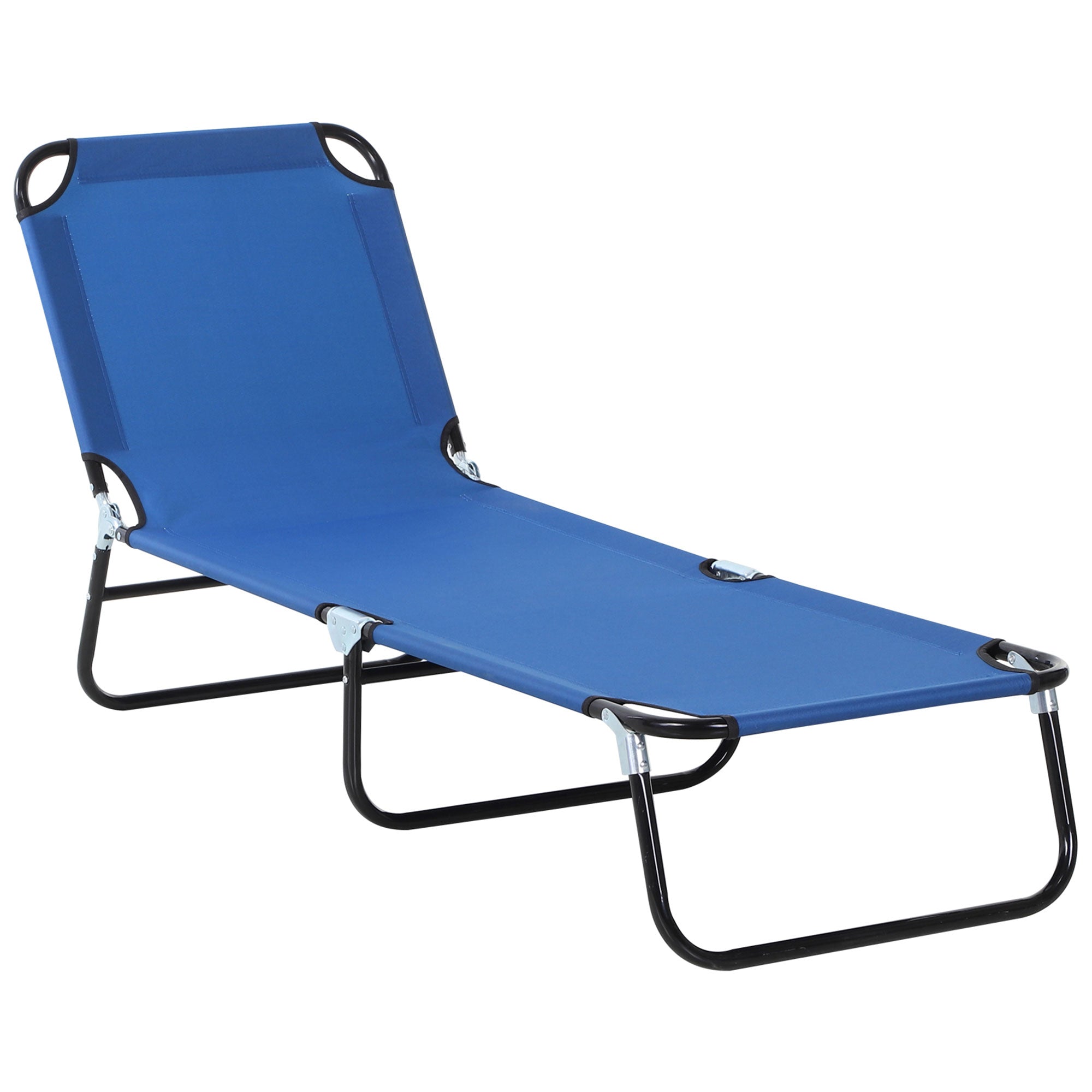 Portable Folding Sun Lounger 4-Position Adjustable Backrest Relaxer Recliner