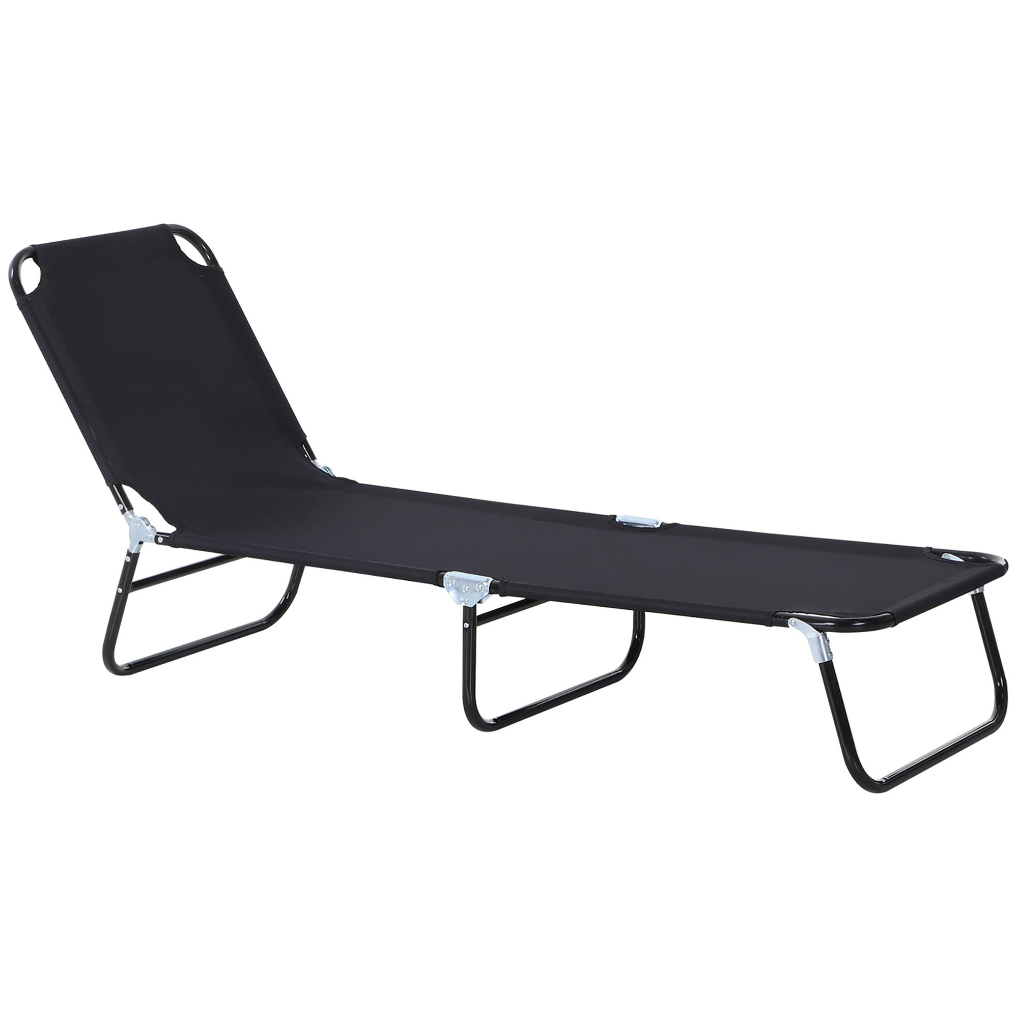 Portable Folding Sun Lounger 4-Position Adjustable Backrest Relaxer Recliner
