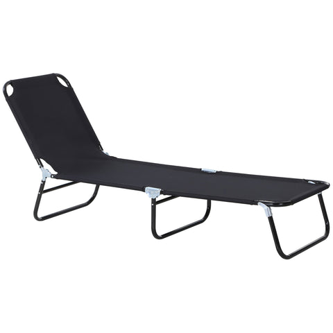 Portable Folding Sun Lounger 4-Position Adjustable Backrest Relaxer Recliner