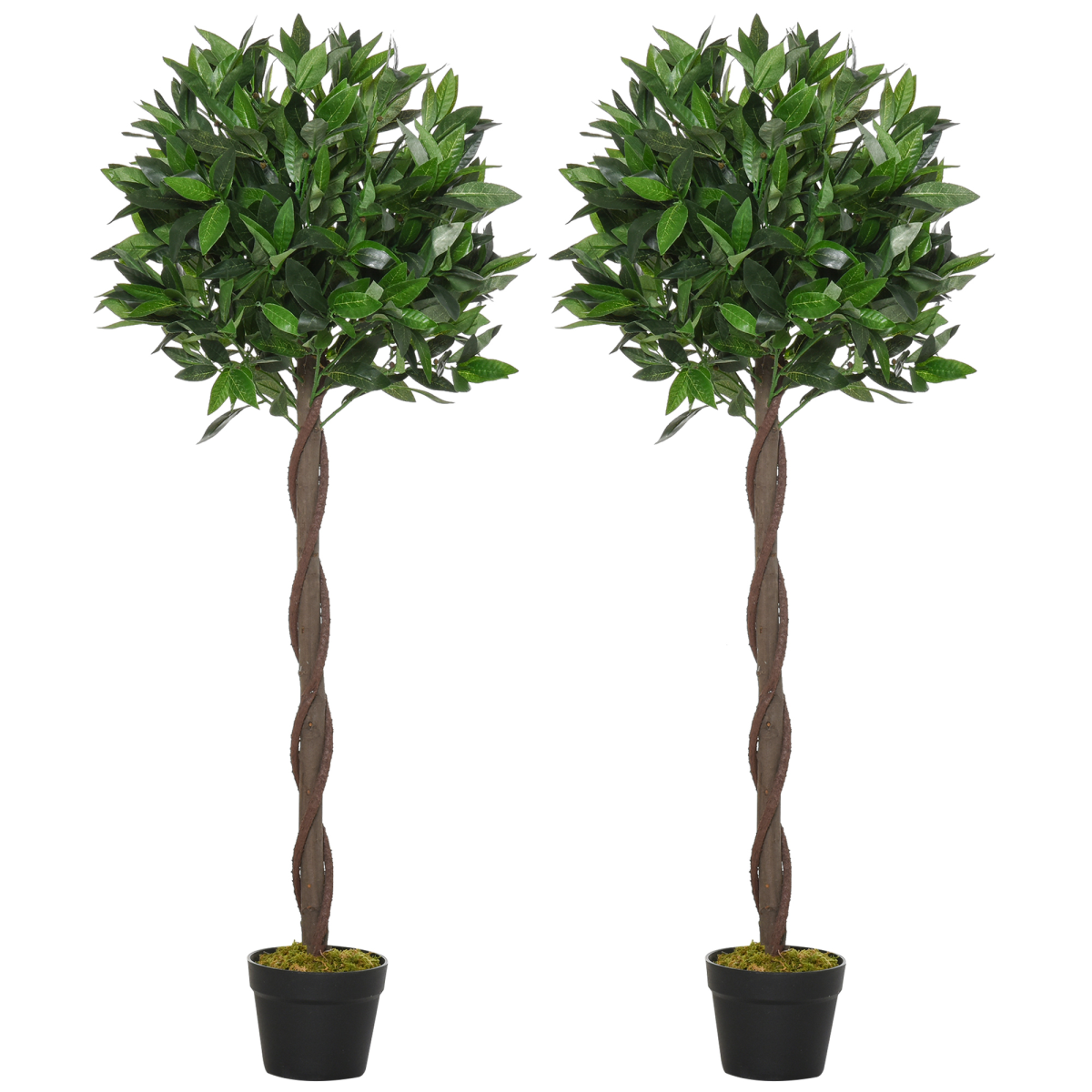 2 Artificial Topiary Bay Laurel Ball Trees Nursery Pot for Indoor Outdoor Decor