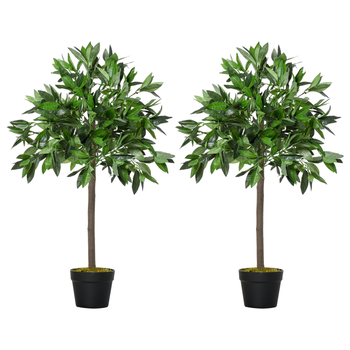 2 Artificial Topiary Bay Laurel Ball Trees Nursery Pot for Indoor Outdoor Decor