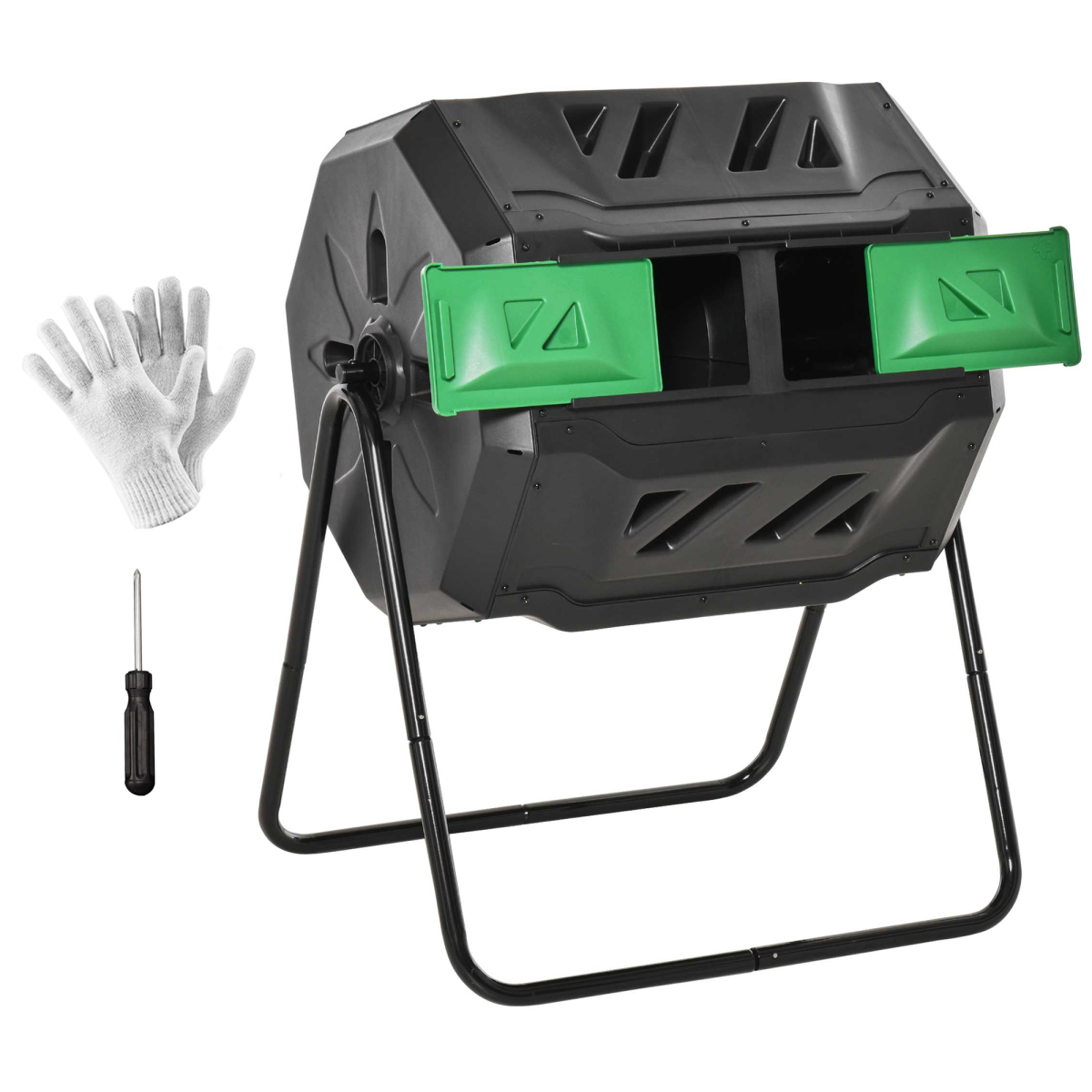 Tumbling Compost Bin Dual Chamber 360 Rotating Composter 160L