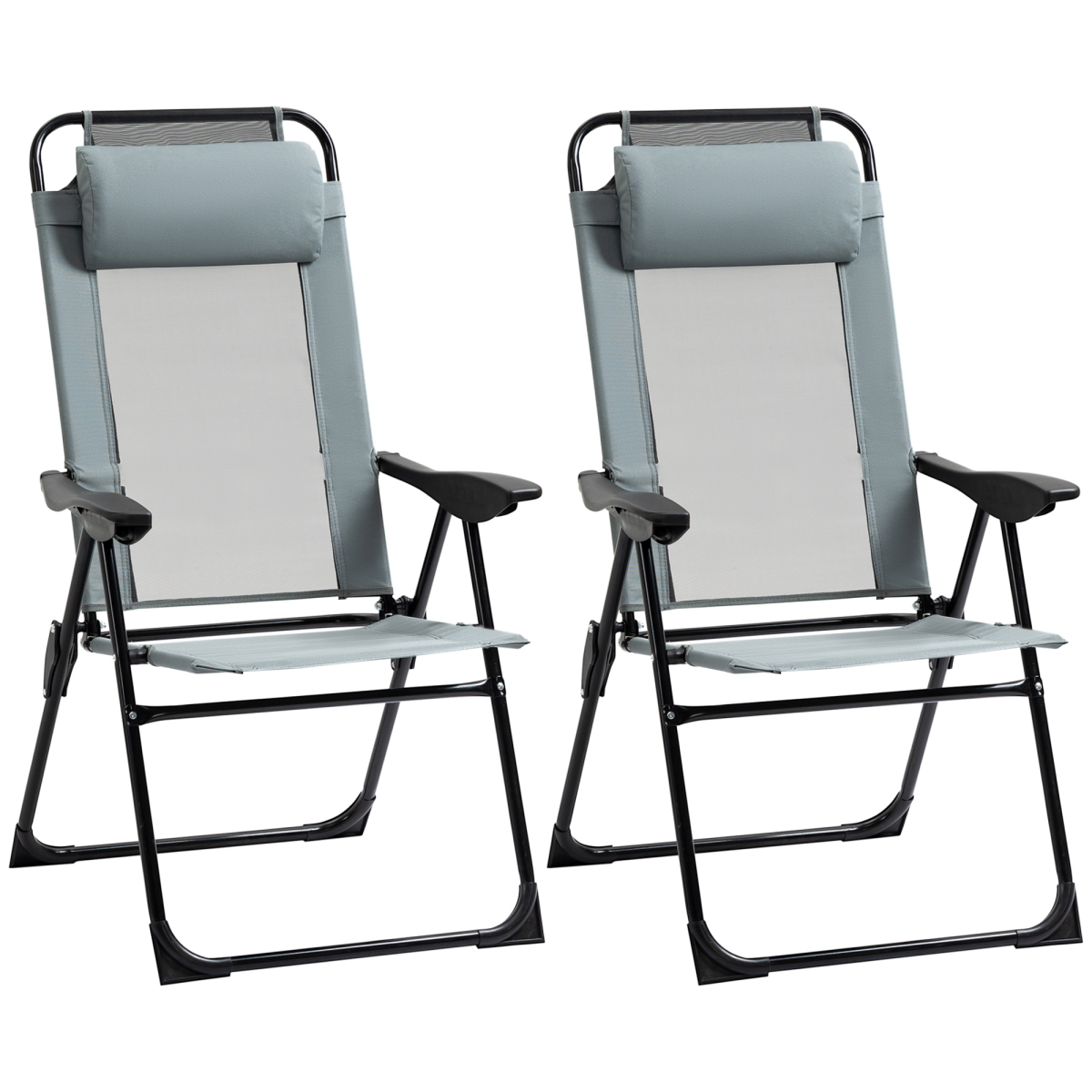 2 Portable Folding Recliner Outdoor Patio Chaise Lounge Chair with Backrest