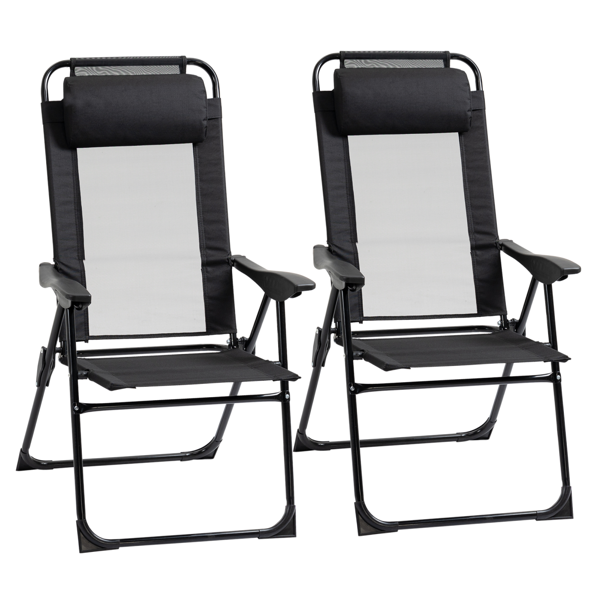 2 Portable Folding Recliner Outdoor Patio Chaise Lounge Chair with Backrest