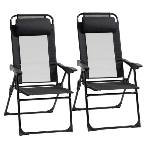 2 Portable Folding Recliner Outdoor Patio Chaise Lounge Chair with Backrest