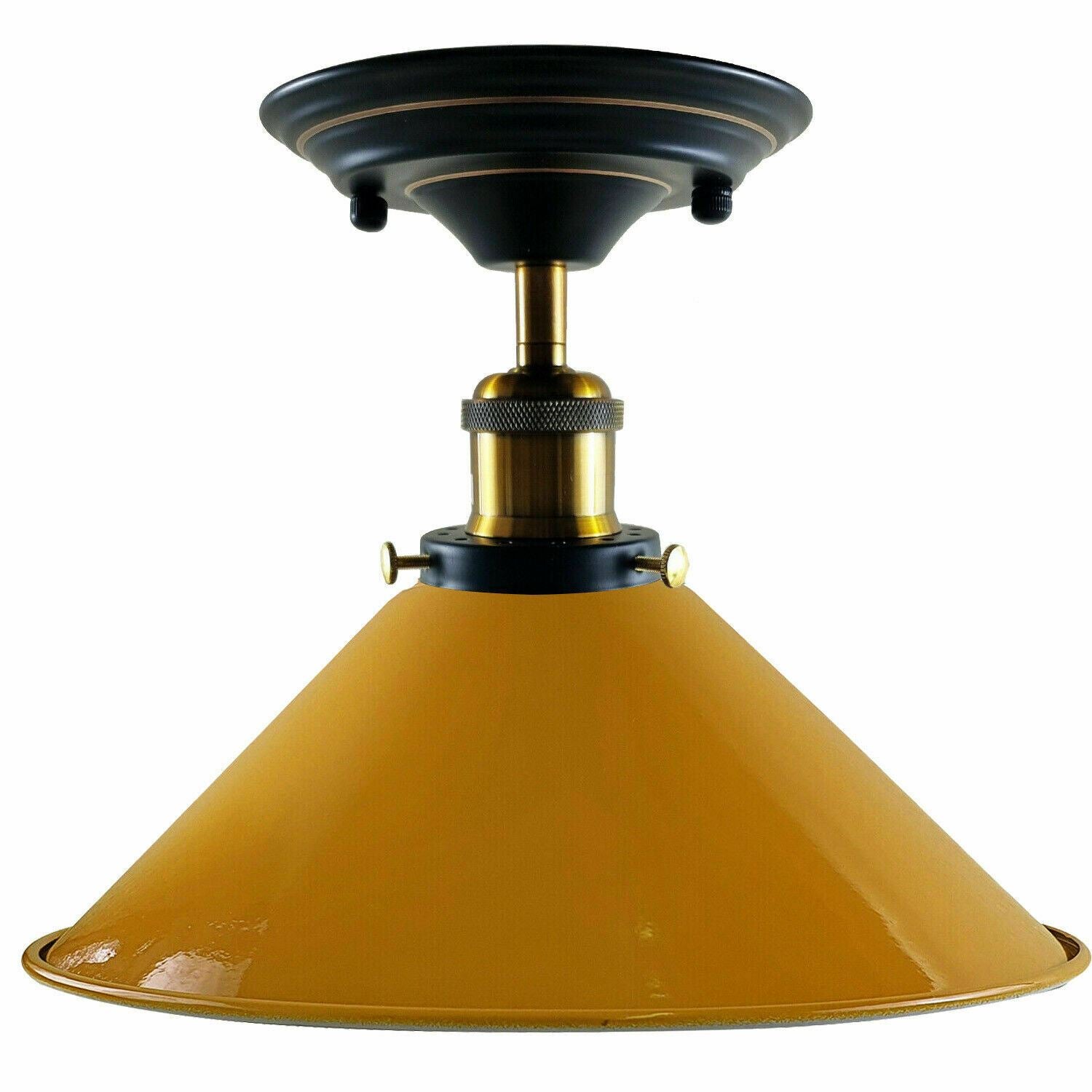 Vintage Industrial Metal Cone Shade Flush Mount Ceiling Light Indoor Fittings