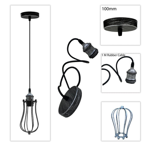 Ceiling Rose Balloon Cage Hanging Pendant Lamp Holder Light Fitting Lighting Kit UK