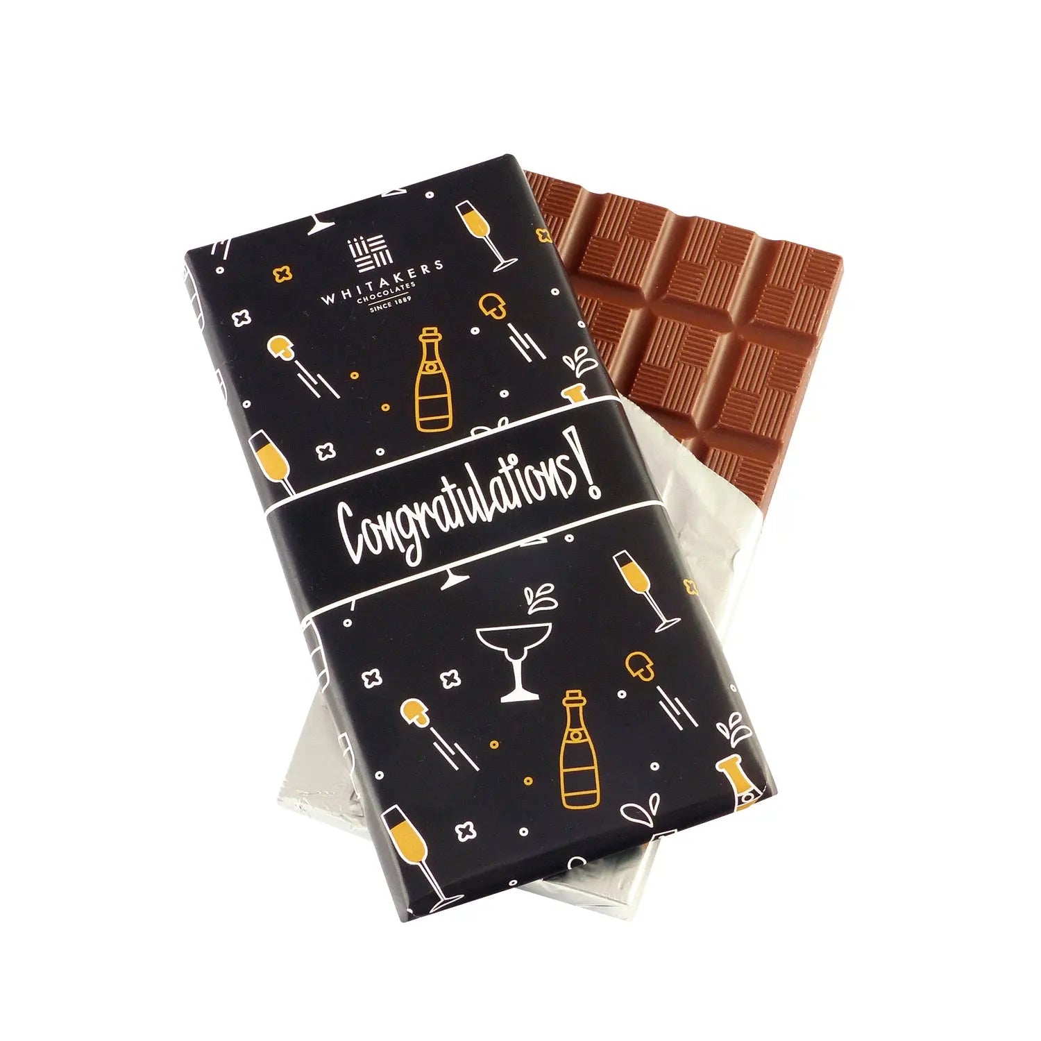 Whitakers milk chocolate bar with Congratulations wrapper Jag Couture Chocolates