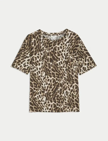 Womens Cotton Modal Blend Printed T-Shirt