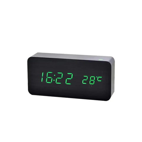 Wooden Digital Alarm Clock with Wireless Charging,  Clock with Time, Date,Temperature, Desk Clocks  Office,Bedside Clock Clock