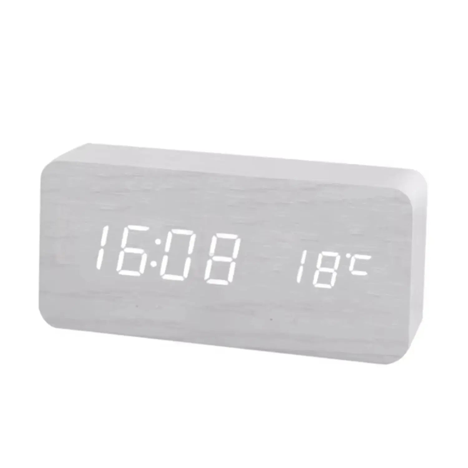 Wooden Digital Alarm Clock with Wireless Charging,  Clock with Time, Date,Temperature, Desk Clocks  Office,Bedside Clock Clock