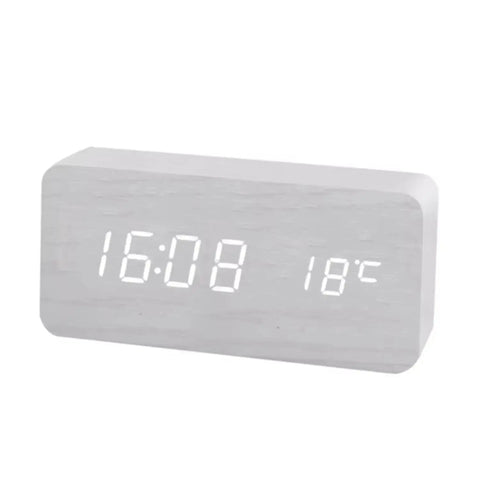 Wooden Digital Alarm Clock with Wireless Charging,  Clock with Time, Date,Temperature, Desk Clocks  Office,Bedside Clock Clock