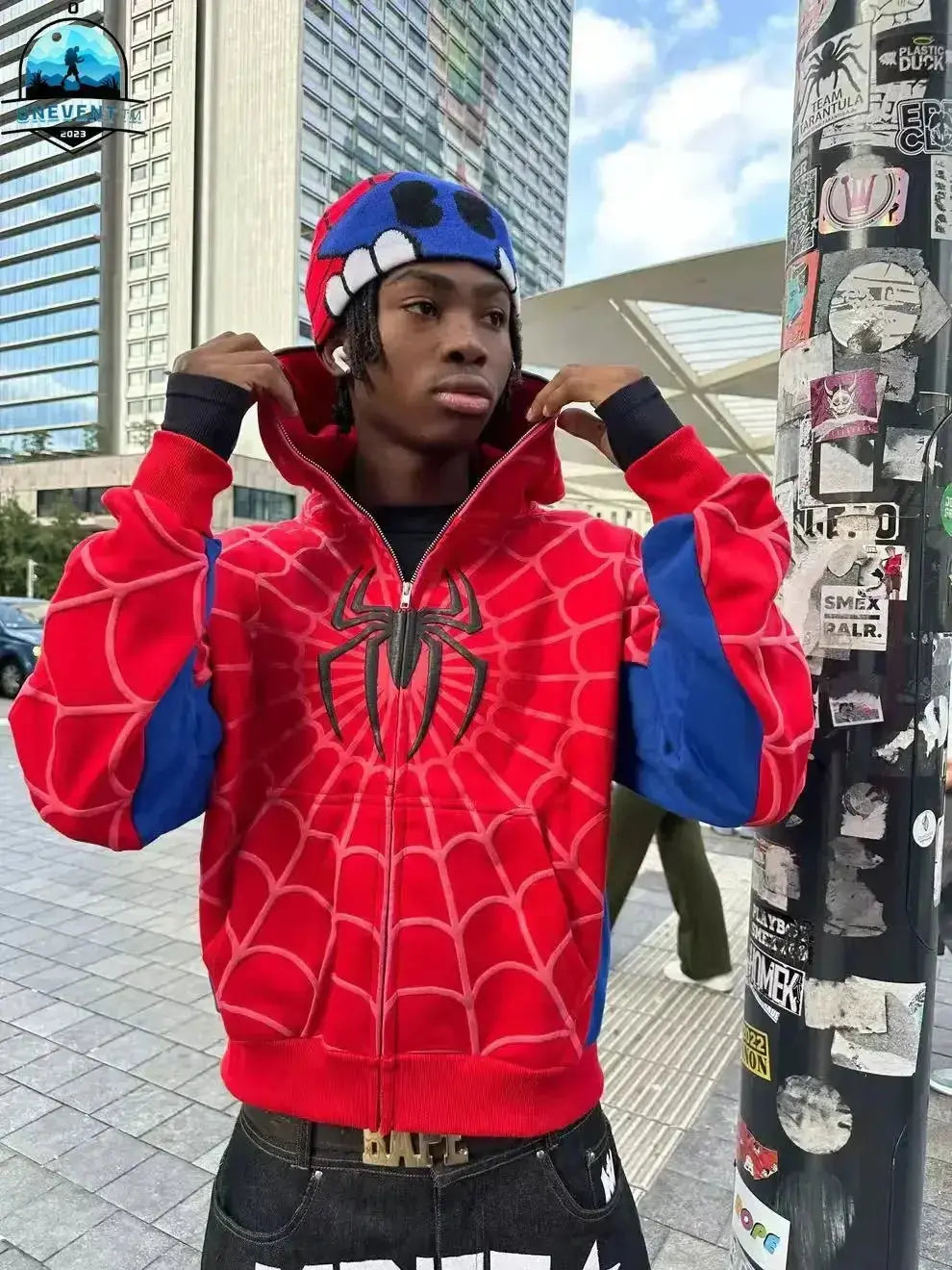 Y2K Spider Web Red Hoodie Sweatshirt - Harajuku Punk Grunge Women's Hip Hop Hoodie