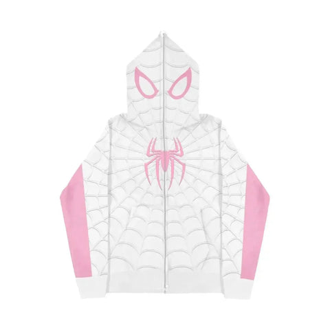 Y2K Spider Web Red Hoodie Sweatshirt - Harajuku Punk Grunge Women's Hip Hop Hoodie