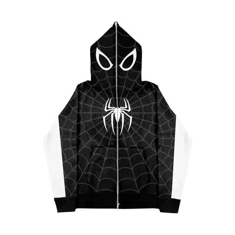 Y2K Spider Web Red Hoodie Sweatshirt - Harajuku Punk Grunge Women's Hip Hop Hoodie