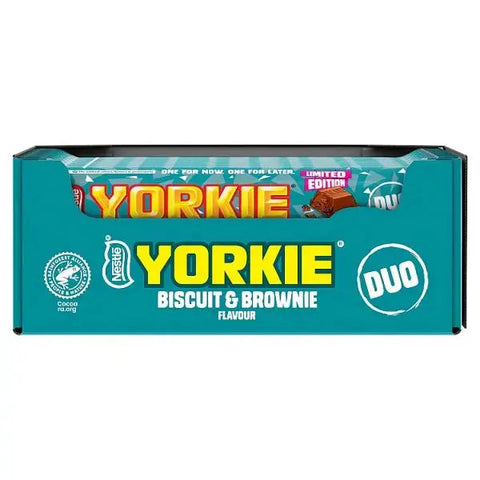 Yorkie DUO Biscuit & Brownie Flavour Milk Chocolate Bar 66g (Case of 24)