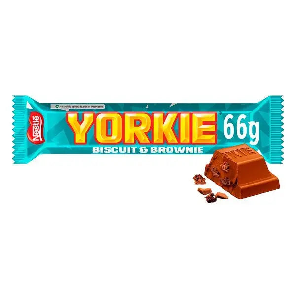 Yorkie DUO Biscuit & Brownie Flavour Milk Chocolate Bar 66g (Case of 24)