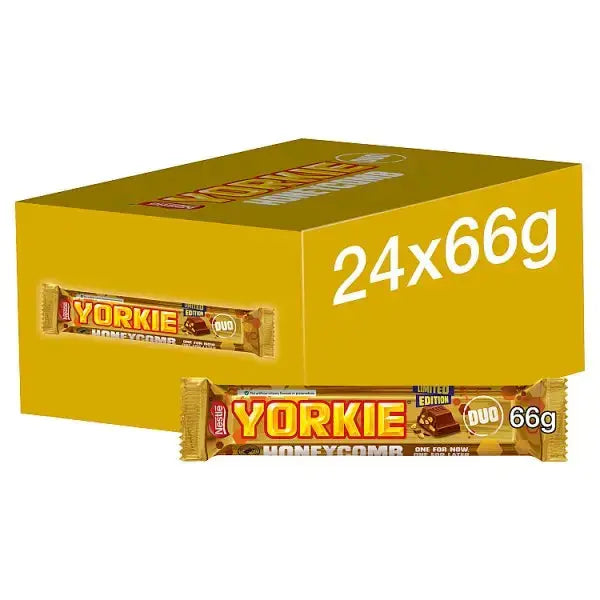 Yorkie Honeycomb Milk Chocolate DUO Bar 66g (Case of 24)