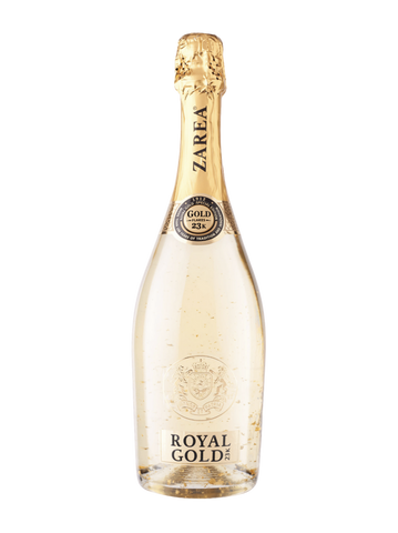 Zarea Royal Gold 23K White Sparkling Wine with two glasses 750ml