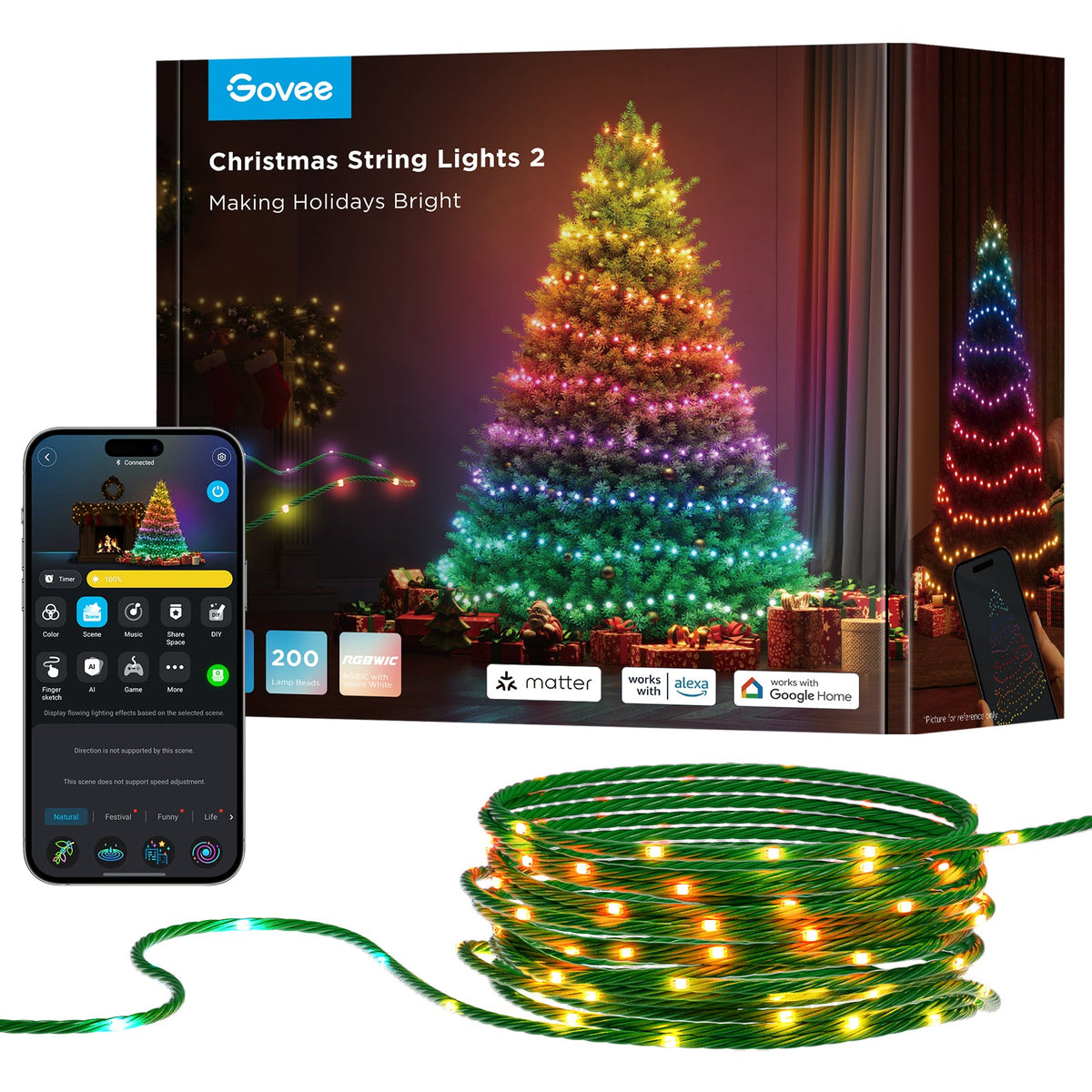 GOVEE XMAS STRING LIGHTS RGBICW IP65 20M