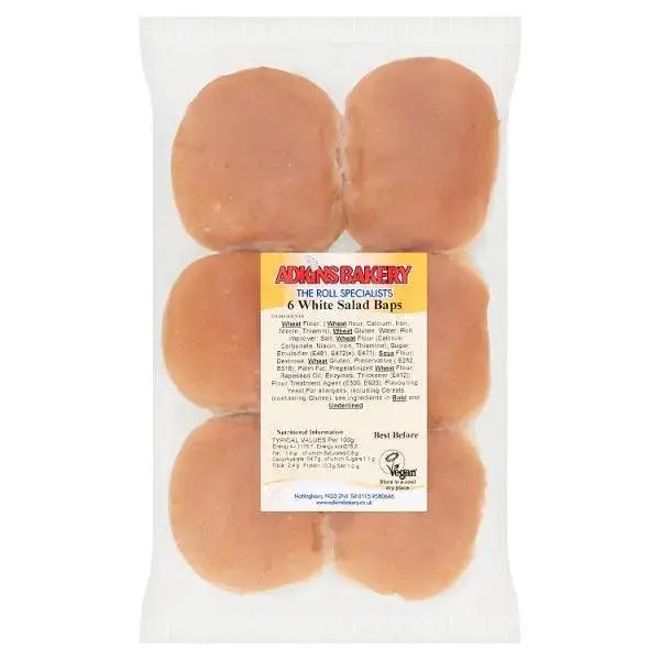 Adkins Bakery 6 White Salad Baps (Case of 1)