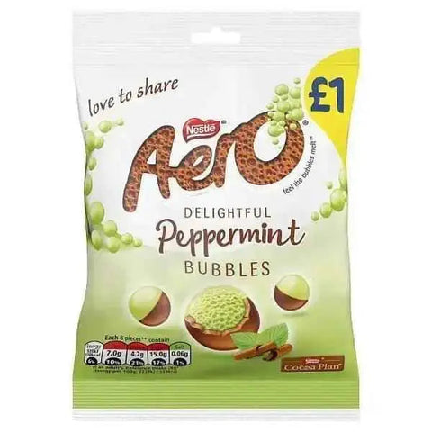 Aero Bubbles Peppermint Mint Chocolate Bag 80g (Case of 12)