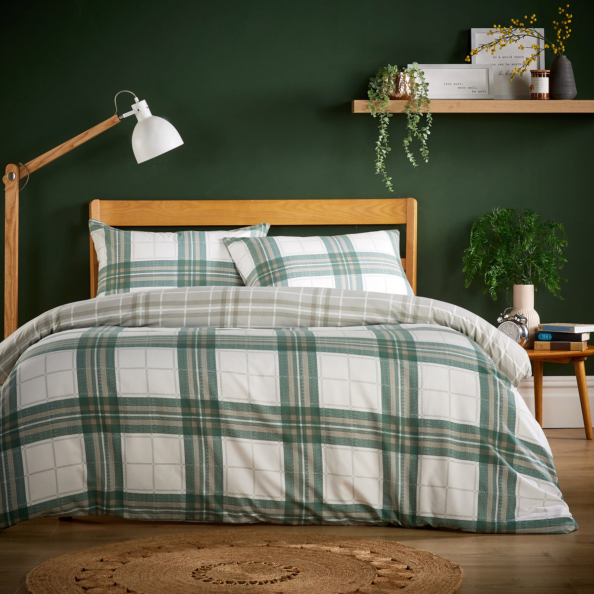 OLIVIA ROCCO Alba Sage Green Super Soft Flannel Duvet Cover Set With Pillowcases Warm Cozy Bedding In Multiple Sizes All Season Comfort