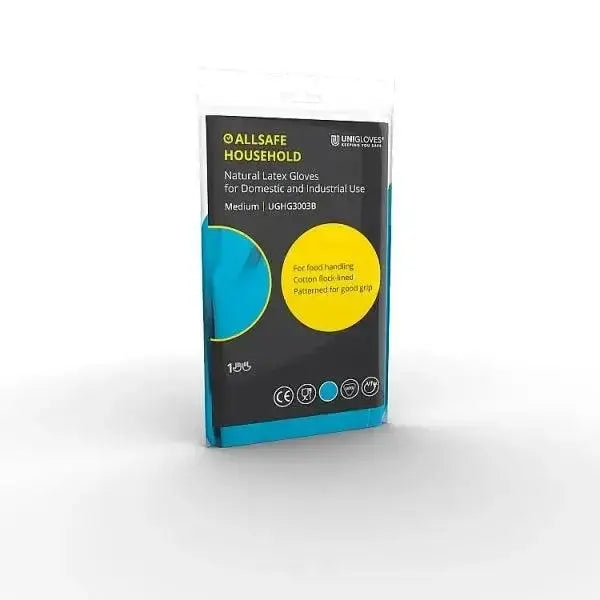 Allsafe household Blue – blue latex household gloves (Case of 12)