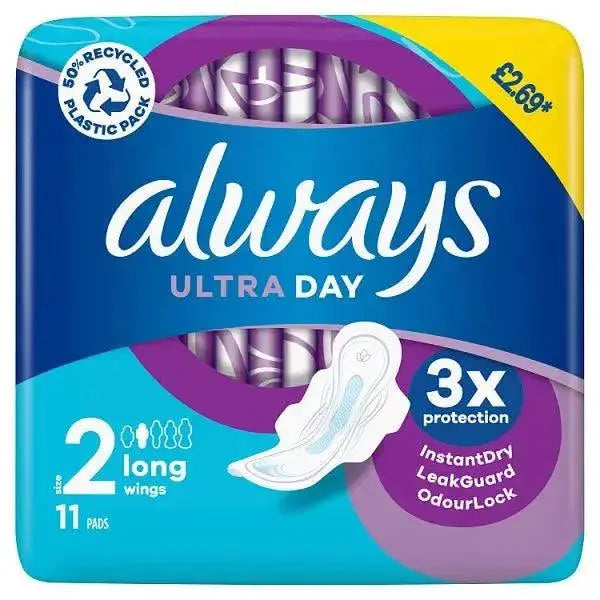 Always Ultra Day Pads Long (S2) Wings x 44 [PM £2.69 ] (Case of 24)