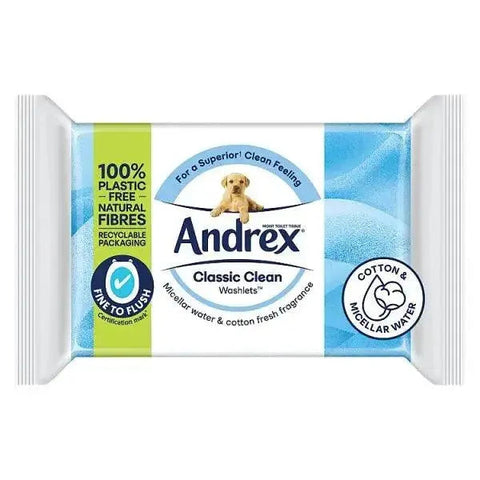 Andrex Classic Clean Flushable Toilet Wipes Single Pack (Case of 12)