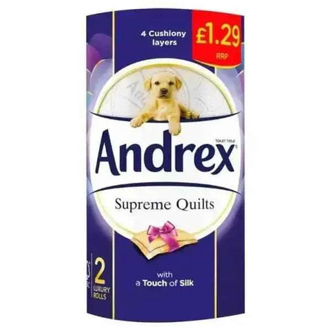 Andrex Supreme Quilts Toilet Roll Tissue 160sc 2 Rolls 12