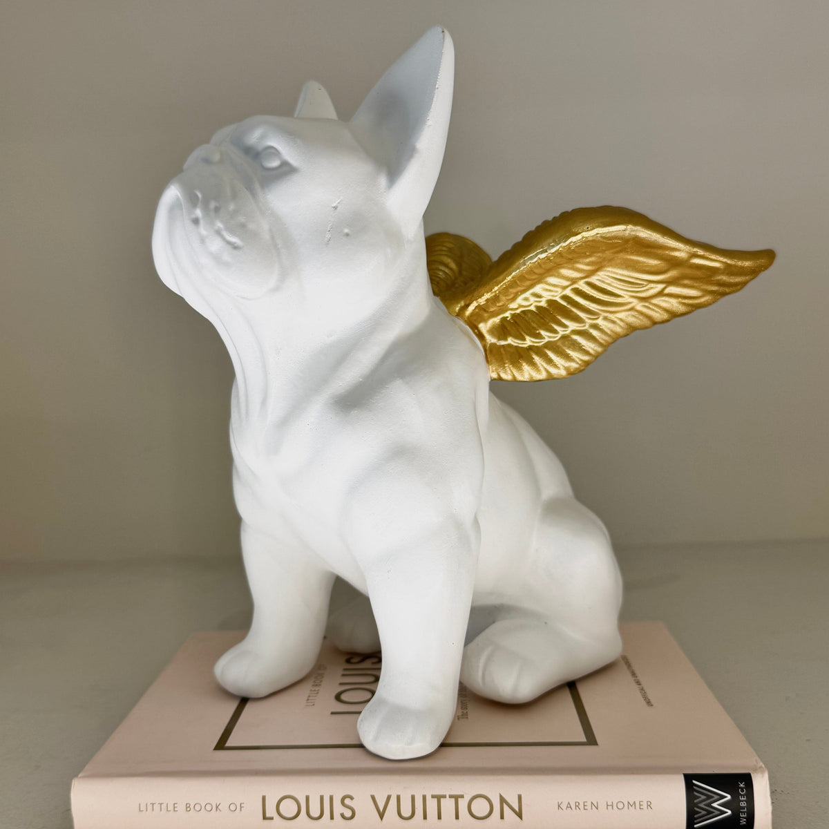 Angel White & Gold French Bull Dog Decorative Ornament