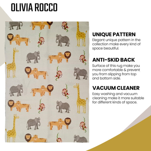 OLIVIA ROCCO Animal Print Rug Safari Non Slip Soft Durable Floor Rug for Living Room Bedroom Hallway and Office Eco Friendly