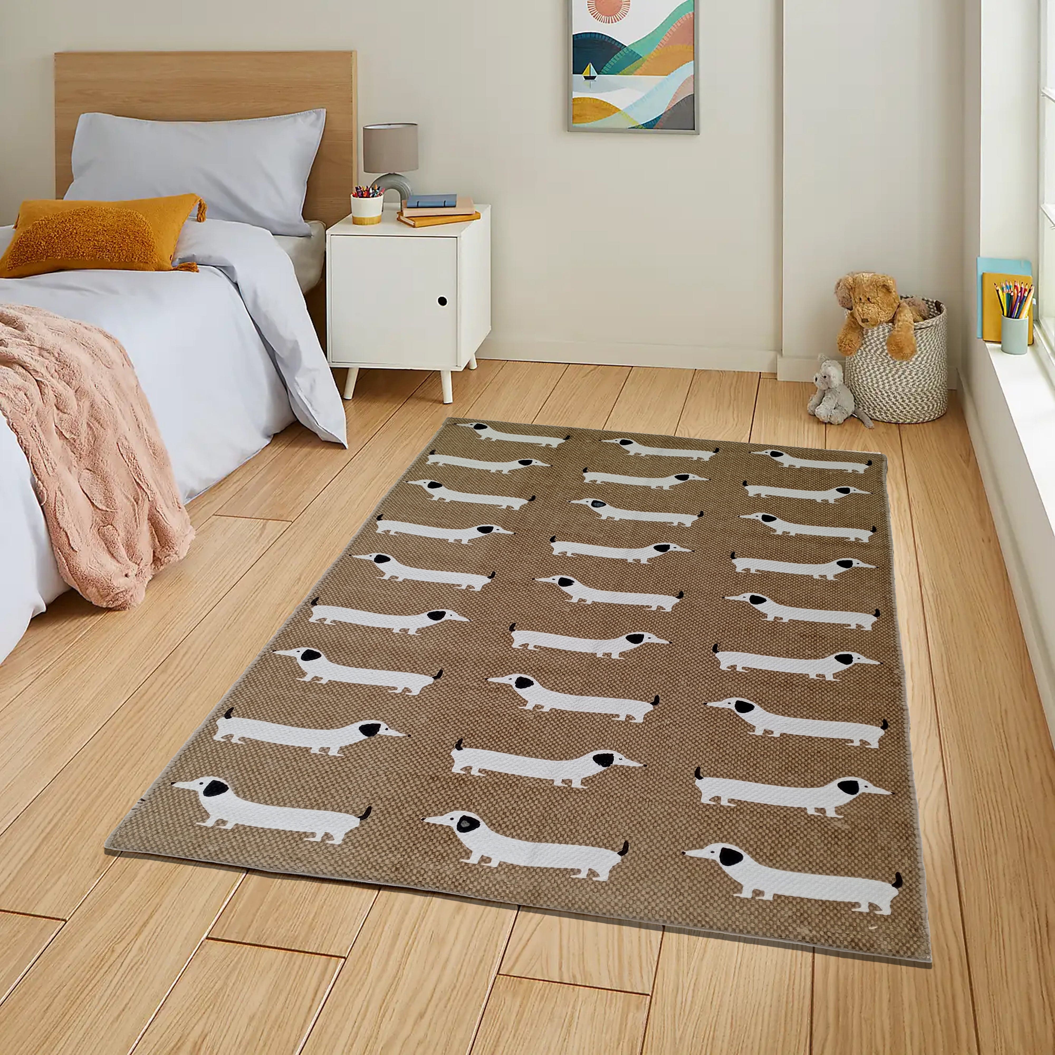 OLIVIA ROCCO Animal Print Sausage Dog Non-Slip Rug Eco-Friendly Durable Floor Rug For Living Room Bedroom Hallway Office