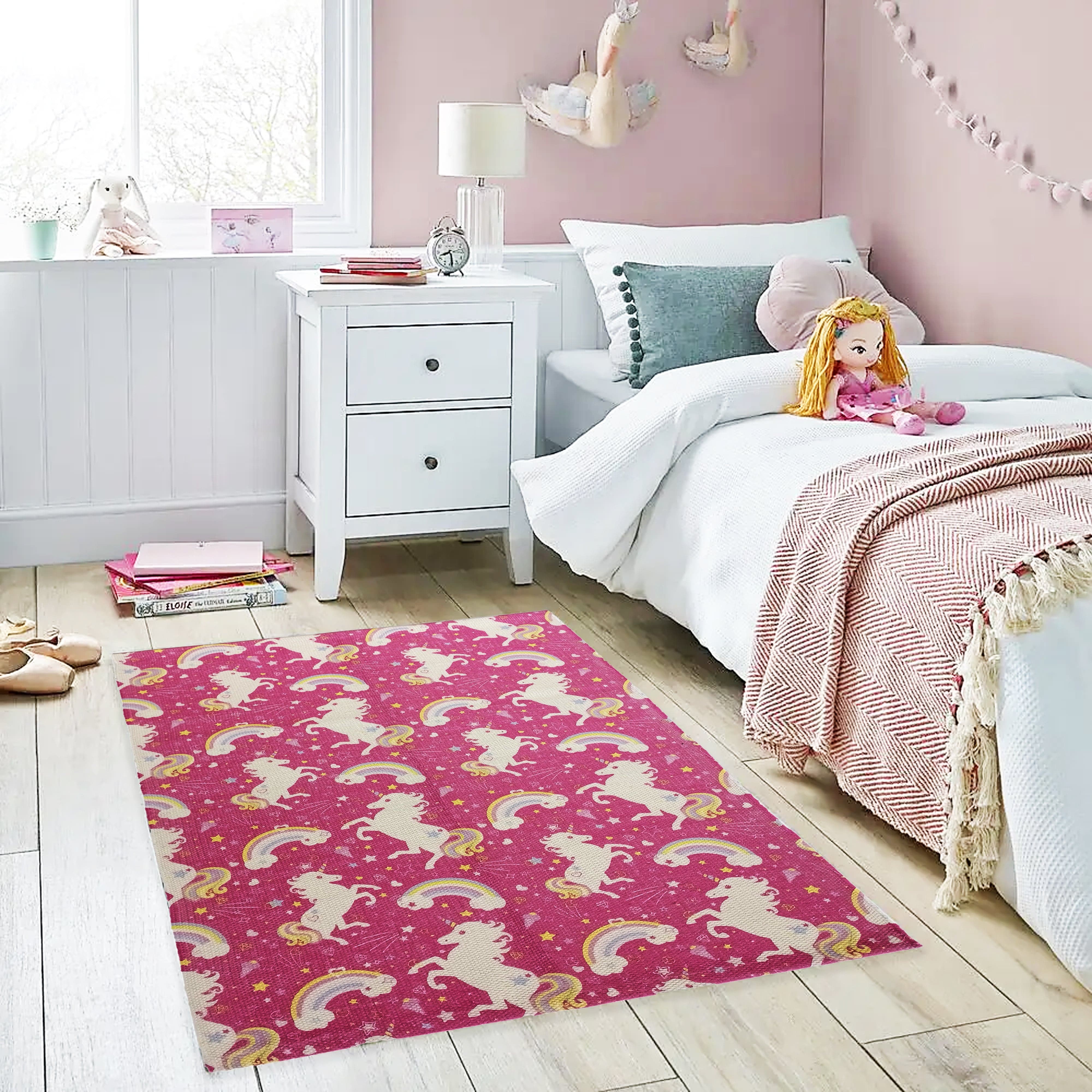 OLIVIA ROCCO Animal Print Unicorn Rug Non Slip Soft Durable Eco Friendly Floor Rug For Living Room Bedroom Hallway Office