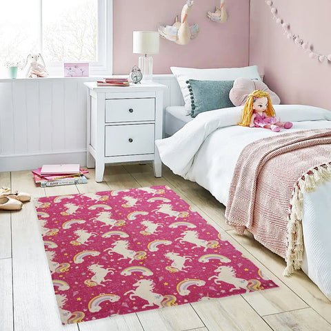 OLIVIA ROCCO Animal Print Unicorn Rug Non Slip Soft Durable Eco Friendly Floor Rug For Living Room Bedroom Hallway Office