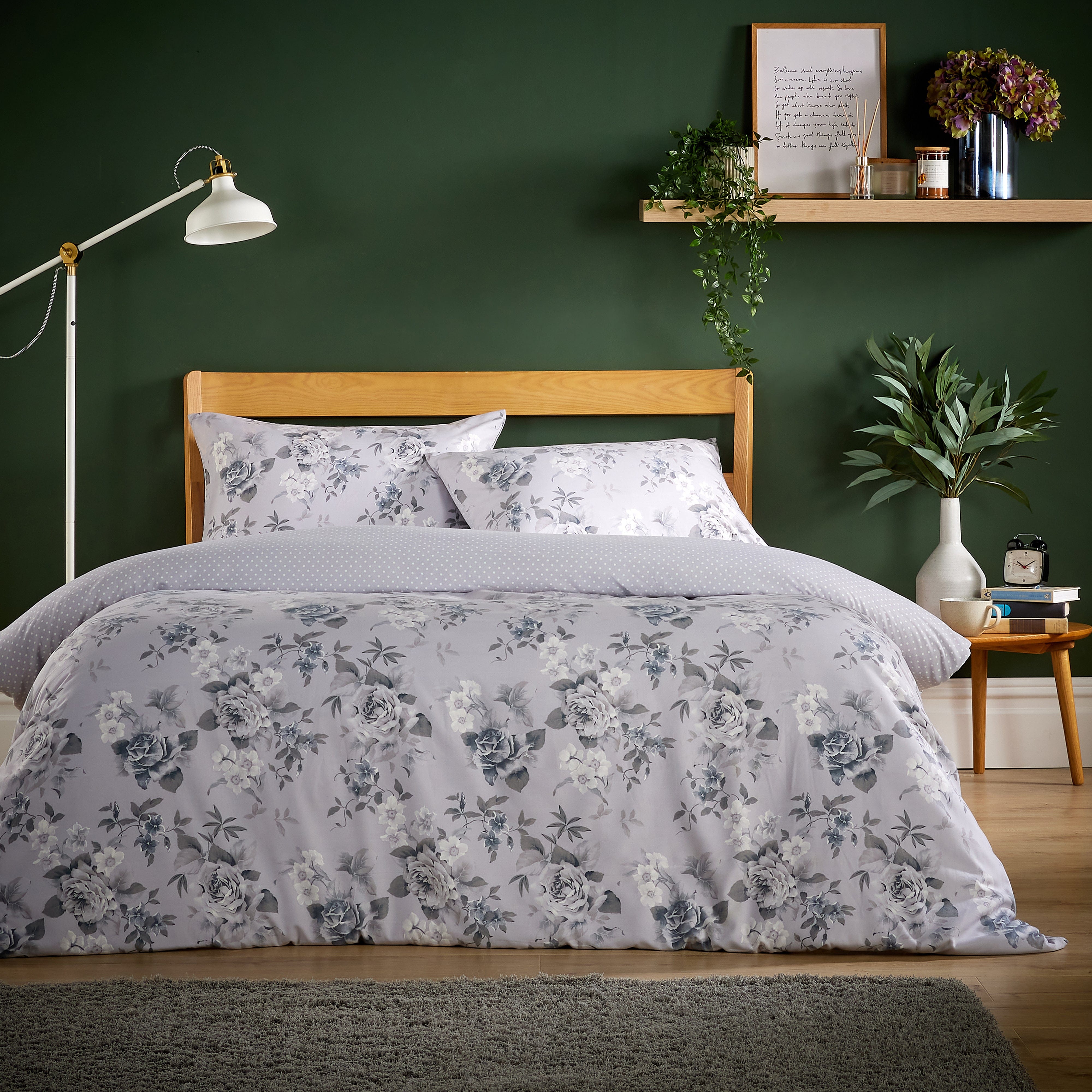 OLIVIA ROCCO Appleby Grey Super Soft Flannel Duvet Cover Set With Pillowcases Warm And Cosy Quilt Bedding In Multiple Sizes