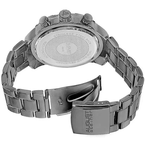 August Steiner Mens AS8130BK Black Multifunction Swiss Quartz Watch with Black Dial and Black Gold Bracelet