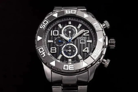 August Steiner Mens AS8130BK Black Multifunction Swiss Quartz Watch with Black Dial and Black Gold Bracelet