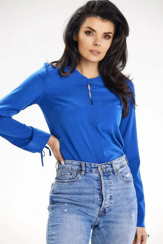 awama casual blouse with long sleeves tied at the bottom