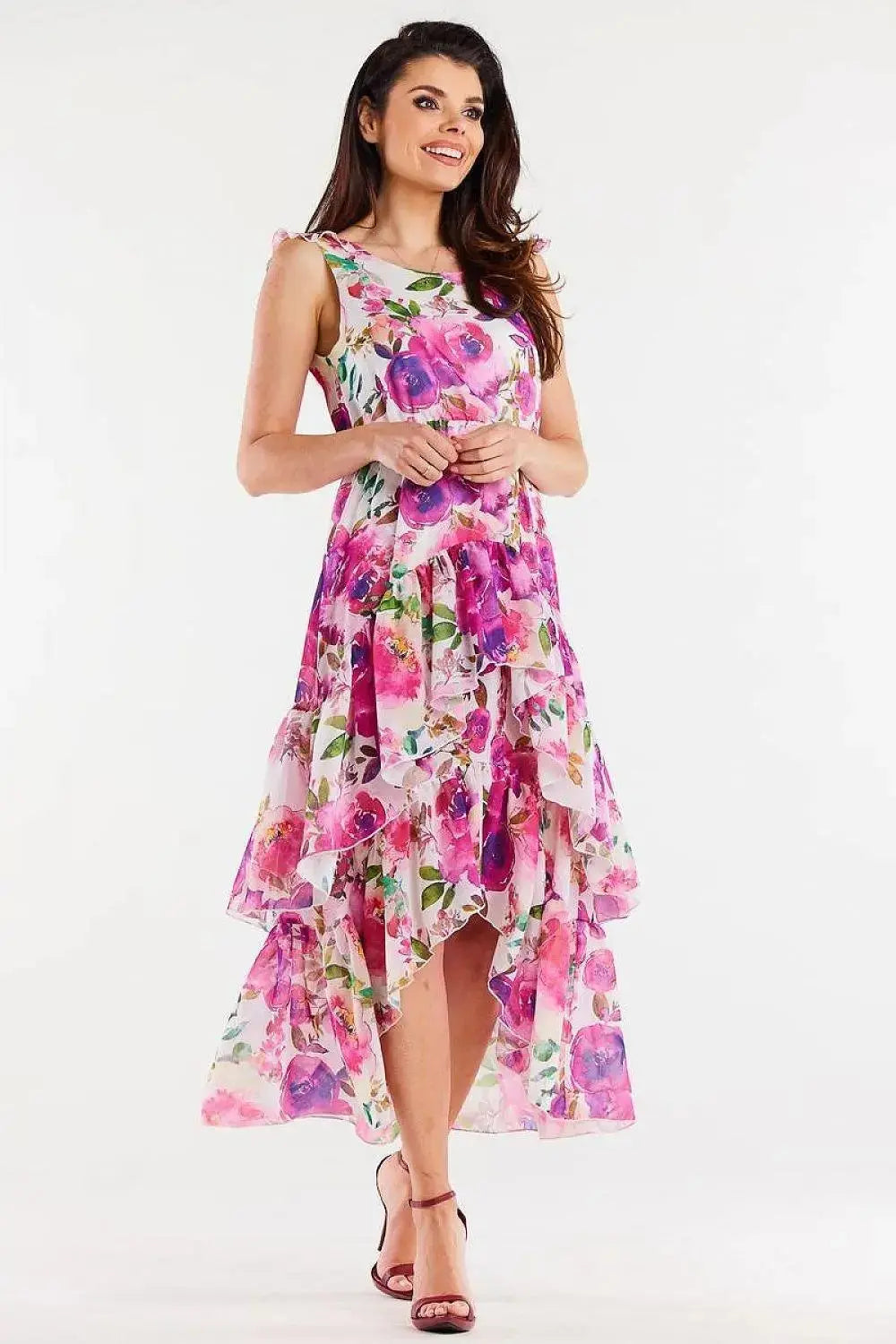 awama chiffon daydress with elastic lining, decorated at the bottom with two ruffles,