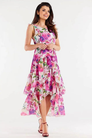 awama chiffon daydress with elastic lining, decorated at the bottom with two ruffles,