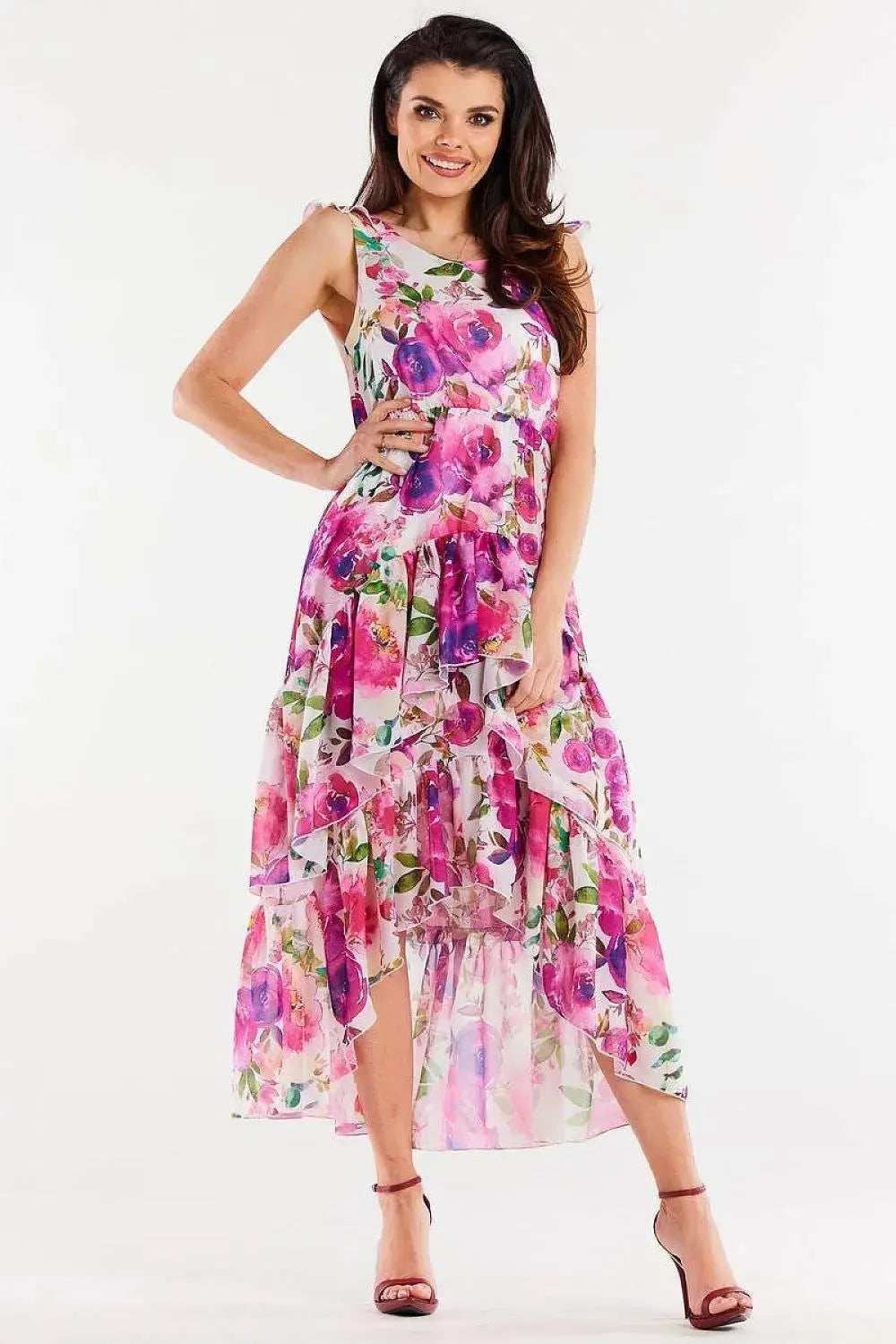 awama chiffon daydress with elastic lining, decorated at the bottom with two ruffles,
