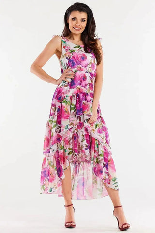 awama chiffon daydress with elastic lining, decorated at the bottom with two ruffles,